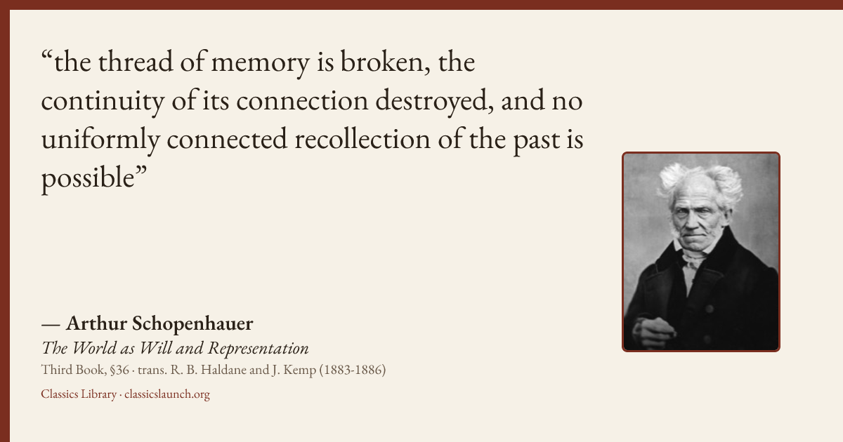 Quote card: the thread of memory is broken, the continuity of its connection destroyed, and