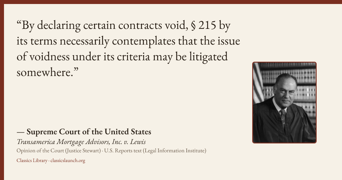 Quote card: By declaring certain contracts void, § 215 by its terms necessarily contemplates