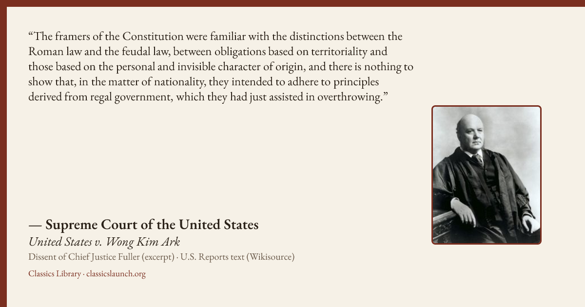 Quote card: The framers of the Constitution were familiar with the distinctions between the
