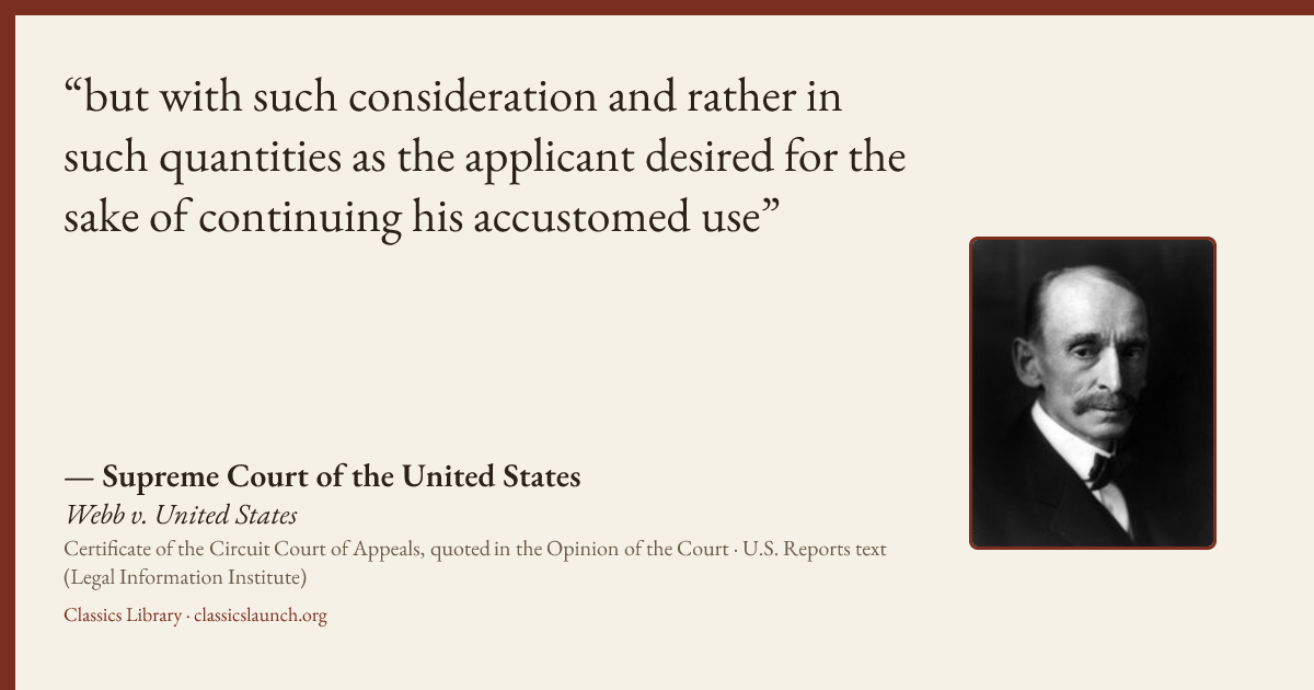 Quote card: but with such consideration and rather in such quantities as the applicant desir