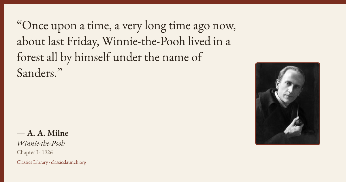 Quote card: Once upon a time, a very long time ago now, about last Friday, Winnie-the-Pooh l