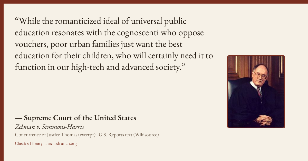 Quote card: While the romanticized ideal of universal public education resonates with the co