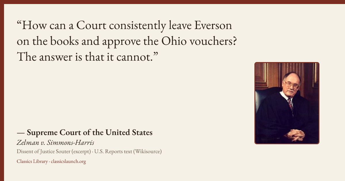 Quote card: How can a Court consistently leave Everson on the books and approve the Ohio vou